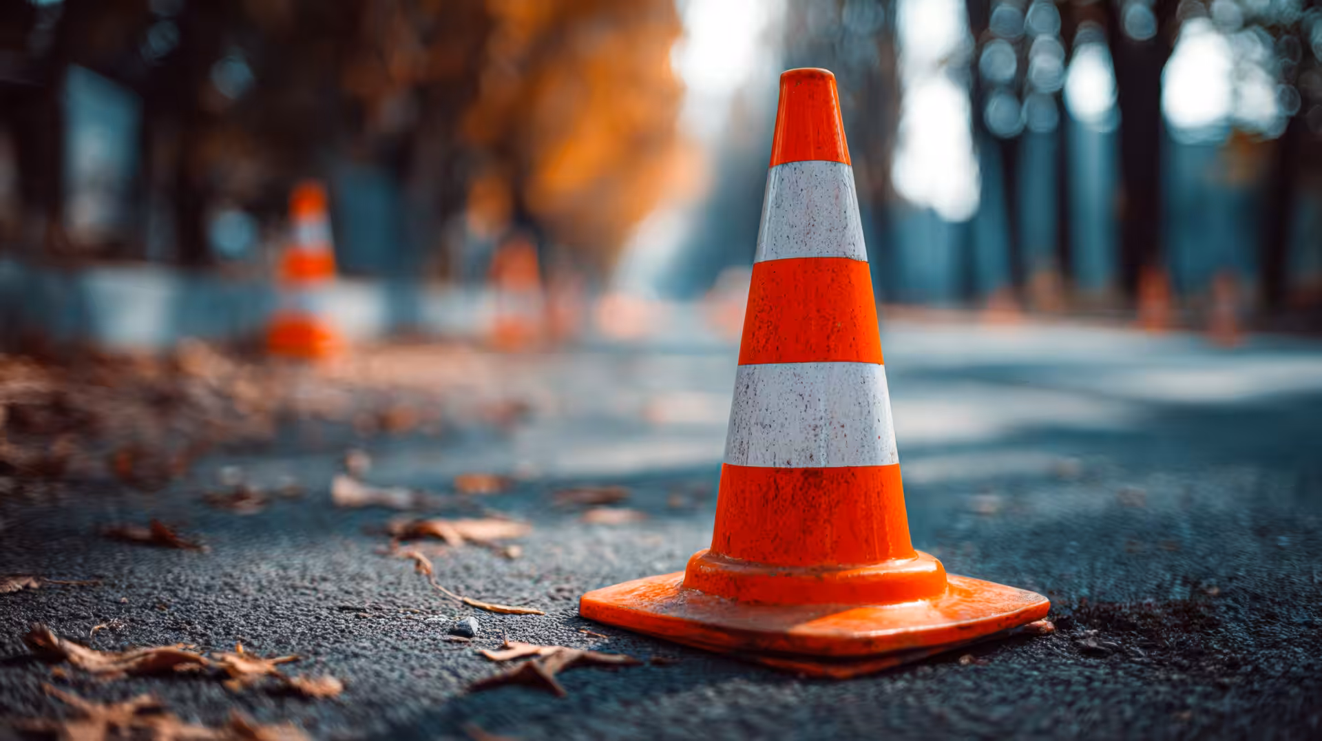 commercial lawn crew safety cone