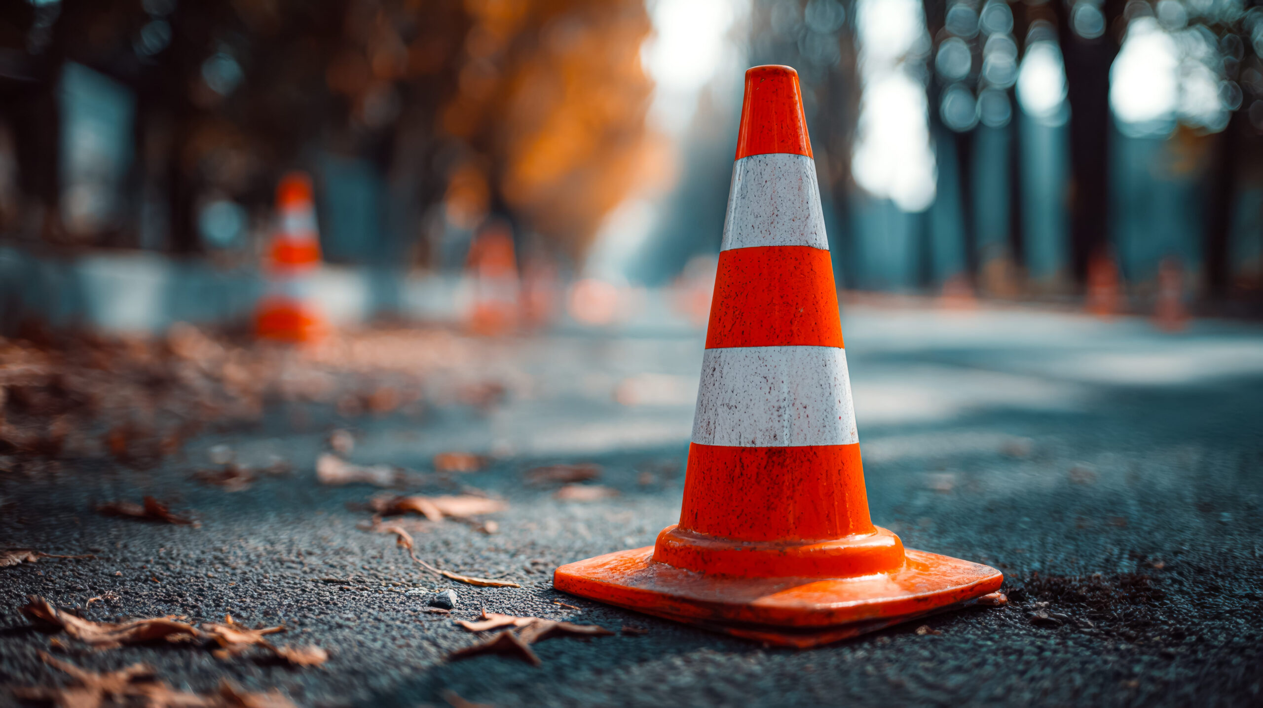 commercial lawn crew safety cone
